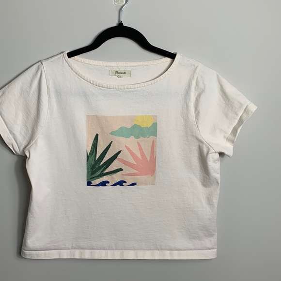 Madewell Botanical Graphic Setlist Boxy Tee Cropped Ivory - Picture 3 of 9